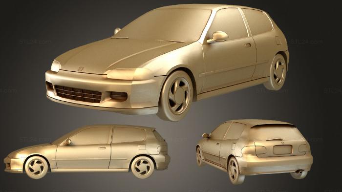 Автомобили и транспорт (Honda Civic EG6, CARS_1886) 3D модель для ЧПУ станка